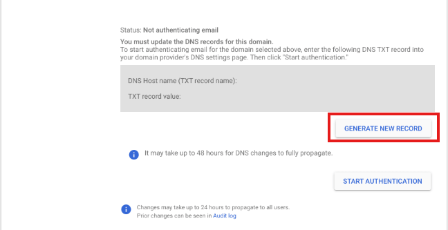 google workspace dkim new record