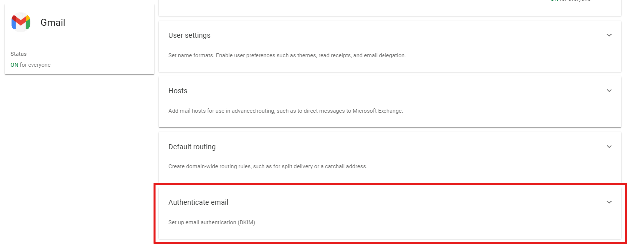 google workspace dkim start authentication